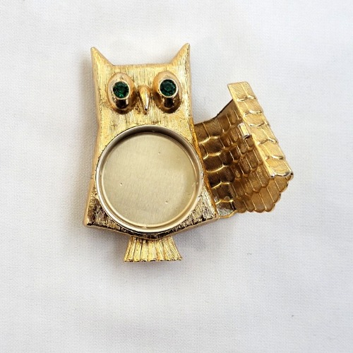 1968 AVON &quot;Jeweled Owl Pin&quot; 부엉이 로켓 브로치