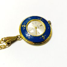 CARON 코발트 블루 에나멜 17석 수동 팬던트 시계